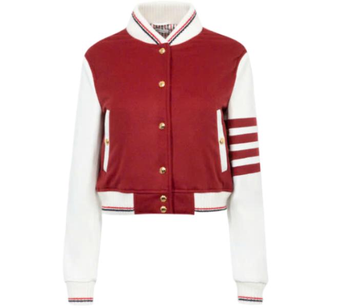 24FWJacket Weight Cashmere 4-Bar Crop Varsity Jacket