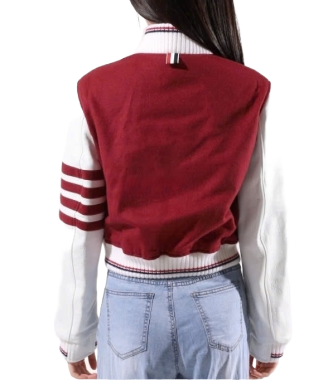 24FWJacket Weight Cashmere 4-Bar Crop Varsity Jacket