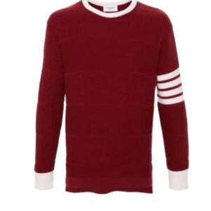 24FWMerino Wool 4-Bar Textured Rugby Stripe Crew Neck Pullover