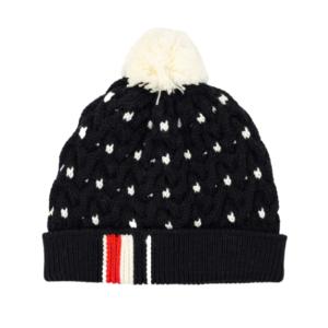 24FWRWB Stripe & Pom Pom Cable Hat