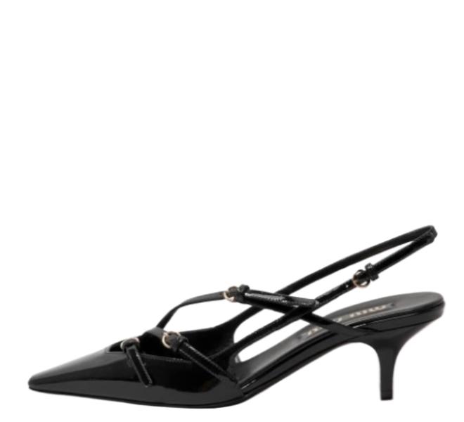 Buckle patent leather slingback