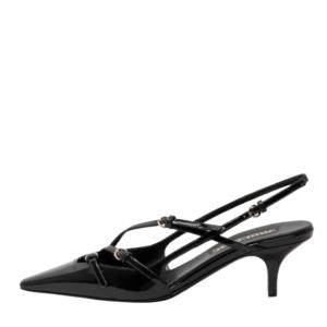 Buckle patent leather slingback