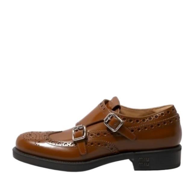 Church's X Miu Miu Brushed Leather Double Monk Brogues