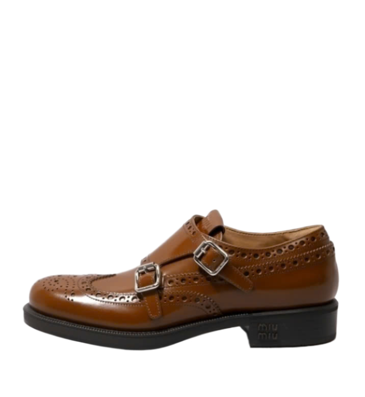 Church's X Miu Miu Brushed Leather Double Monk Brogues