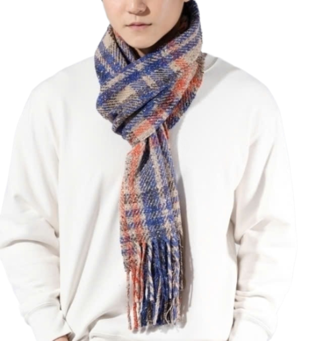 24FWPlaid Fringe Scarf 