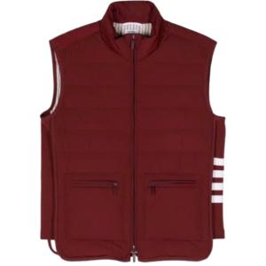 24FWPoly Twill Down Fill 4 Bar Funnel Neck Knit Panel Vest