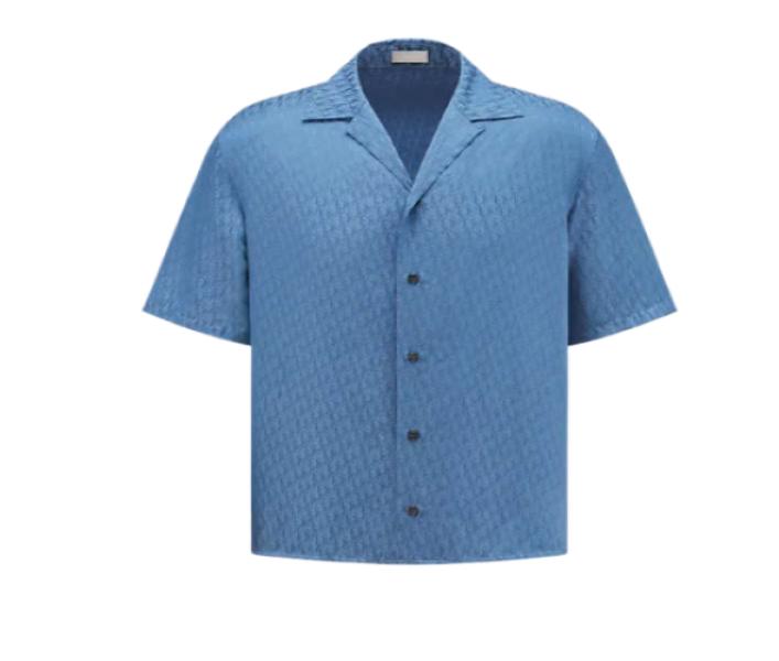 Silk cotton jacquard short sleeve shirt