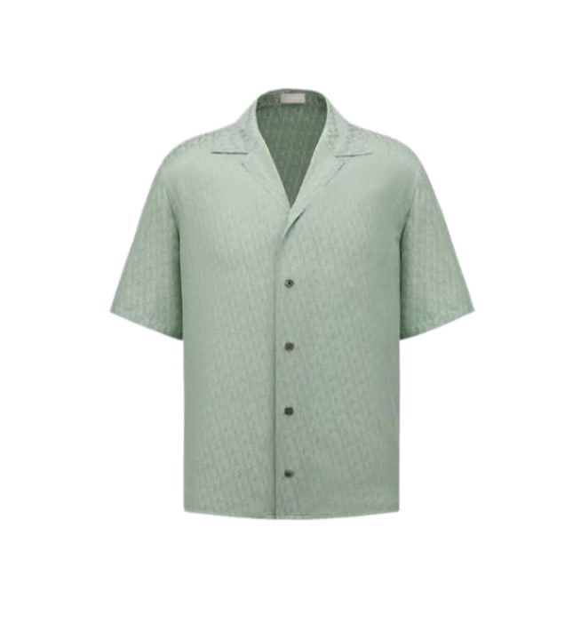 Silk cotton jacquard short sleeve shirt