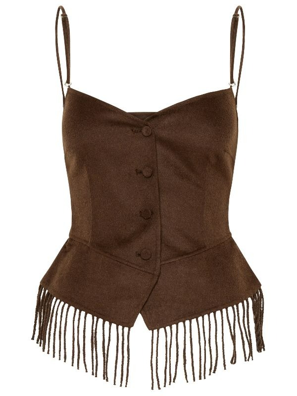 Fringe hem corset sleeveless top