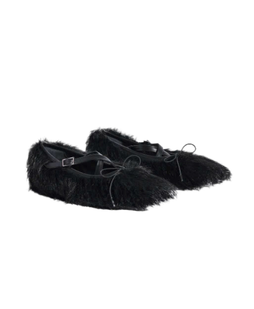 Fur Criss Cross Flat Shoes