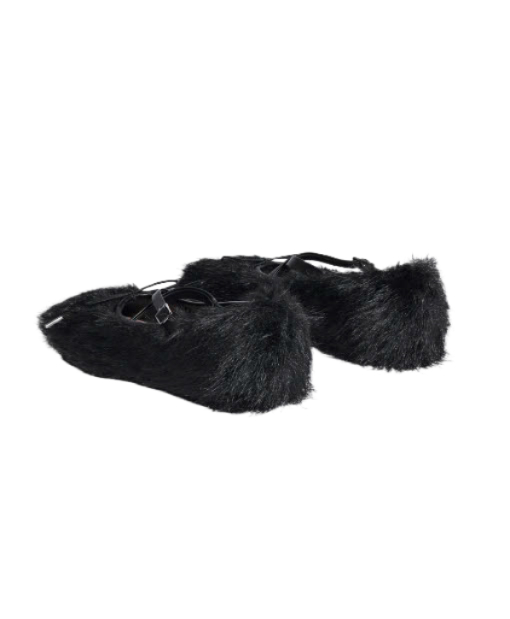 Fur Criss Cross Flat Shoes