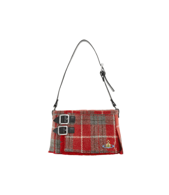 ORB Buckle Strap Check Shoulder Bag red 