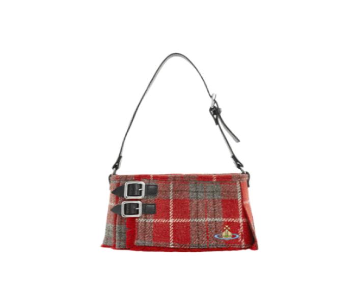 ORB Buckle Strap Check Shoulder Bag red 