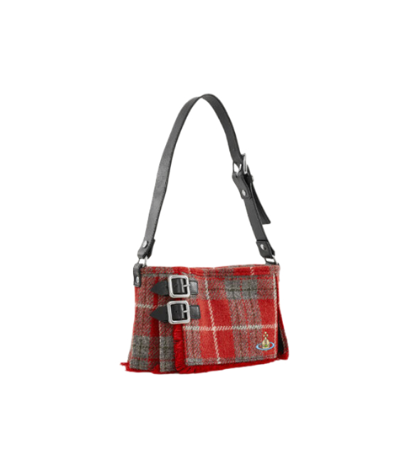 ORB Buckle Strap Check Shoulder Bag red 