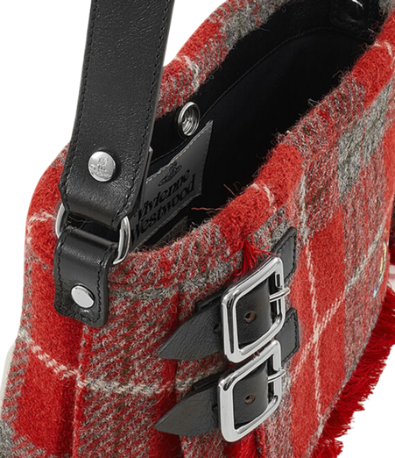 ORB Buckle Strap Check Shoulder Bag red 