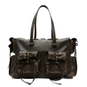 Multi-pocket leather tote bag