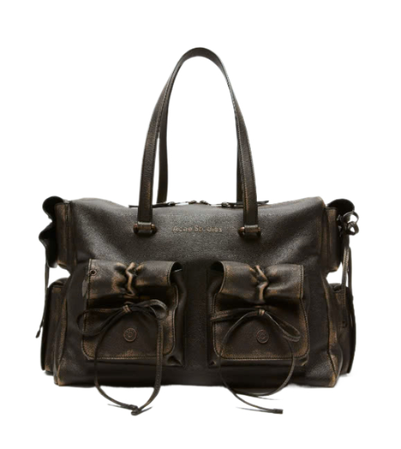 Multi-pocket leather tote bag