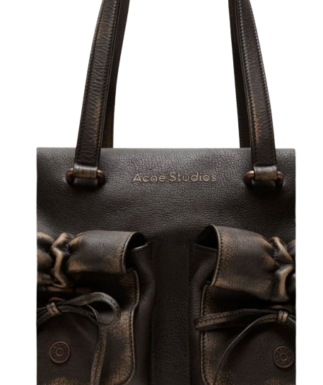 Multi-pocket leather tote bag