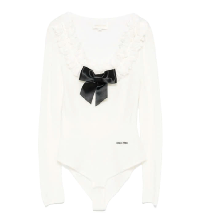 Bow-embellished bodysuit