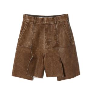 Brown Faux Leather Low Hem Shorts 