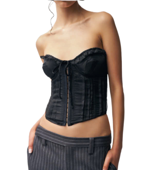 Pintuck drawstring corset top