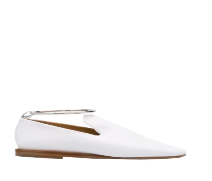 ANKLE CUFF SQUARE TOE LOAFERS WHITE