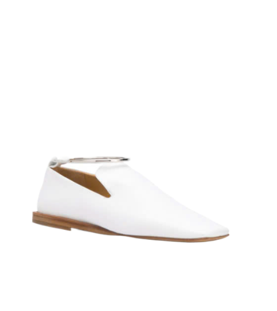 ANKLE CUFF SQUARE TOE LOAFERS WHITE