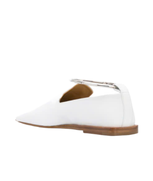 ANKLE CUFF SQUARE TOE LOAFERS WHITE