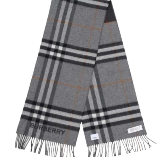 Contrast check cashmere scarf