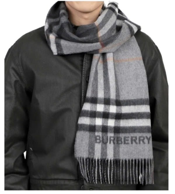 Contrast check cashmere scarf