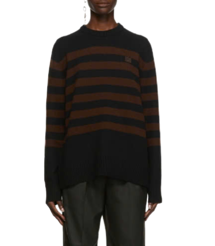 Nimah Stripe Face Sweater Black Brown