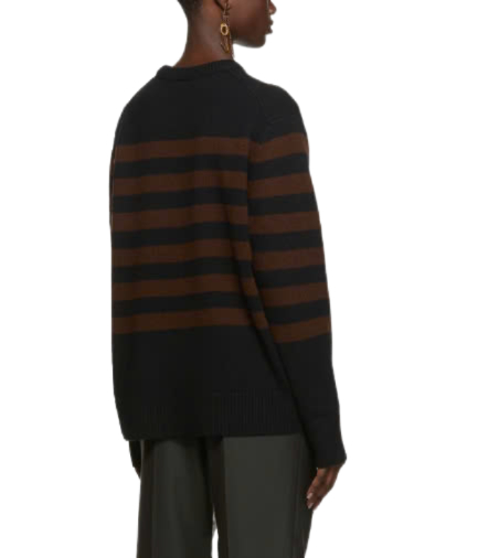 Nimah Stripe Face Sweater Black Brown