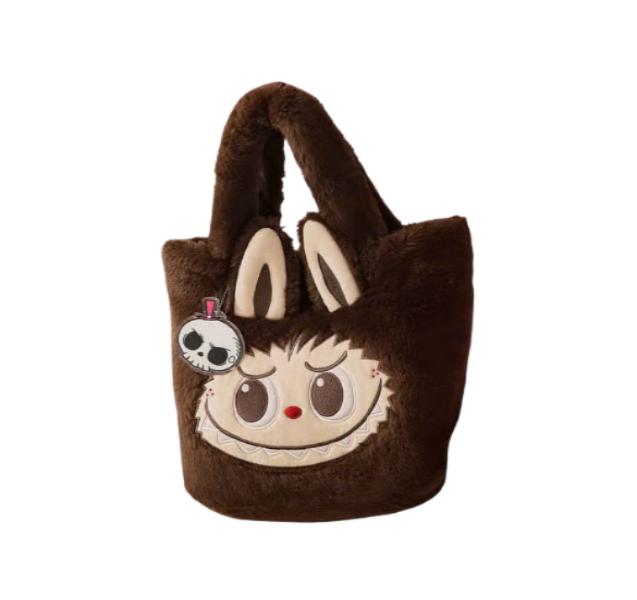 Labubu Classic Bag Series Reversible Plush Bag Brown