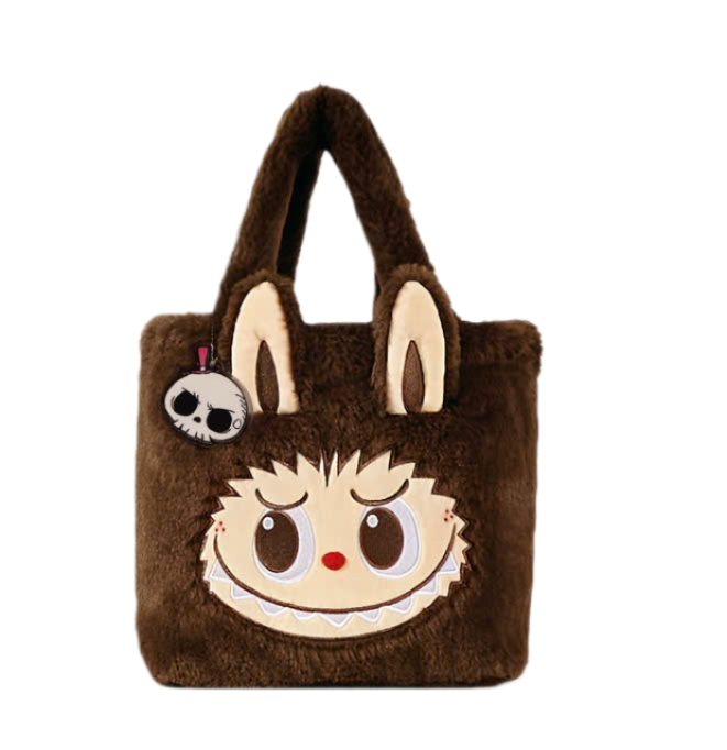 Labubu Classic Bag Series Reversible Plush Bag Brown