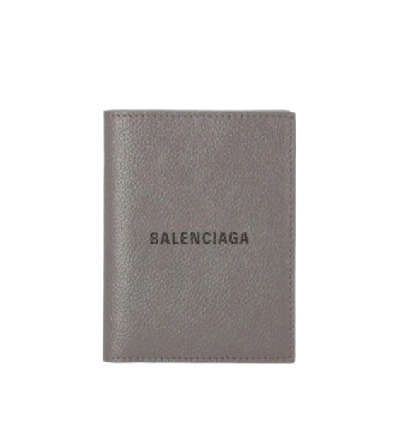 Grained Calfskin Cash Vertical Bi-Fold Wallet Gray