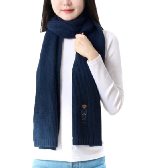 Polo Bear Ribbed Knit Scarf 