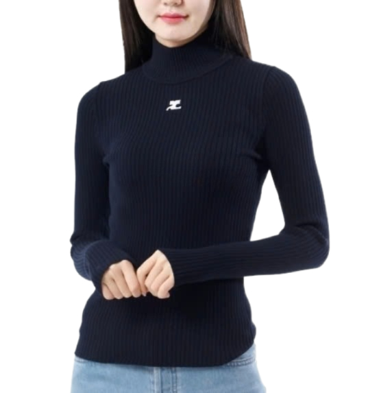 Logo embroidered high neck knit