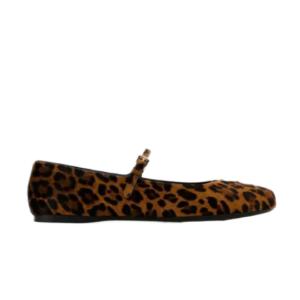 Triangle Logo Leopard Flat Shoes