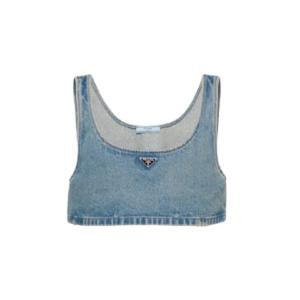 Triangle logo denim tank top