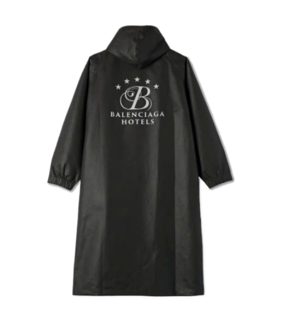 Logo Long Raincoat - Black