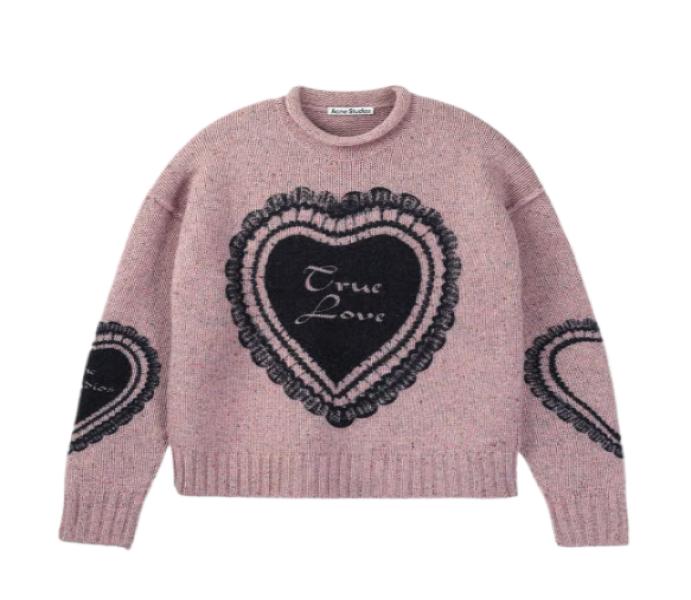 Wool Blend Print Knit - Faded Pink