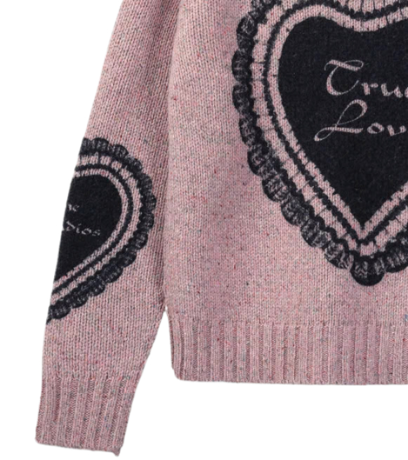 Wool Blend Print Knit - Faded Pink