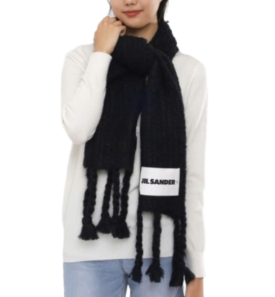 Braided tassel mohair scarf