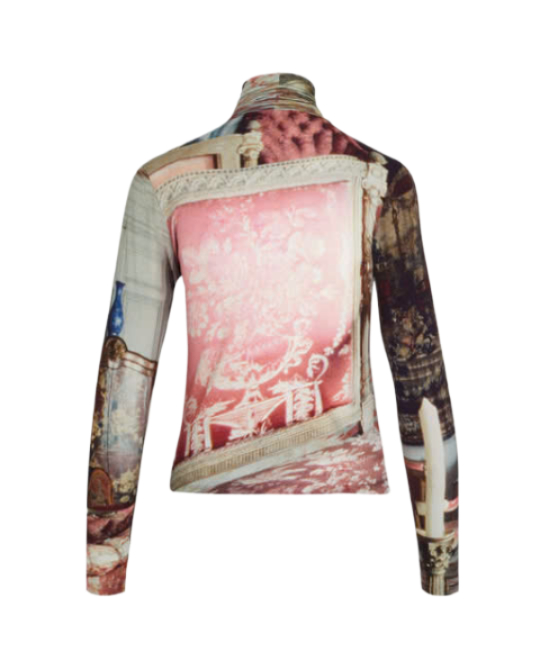 Printed Jersey Long Sleeve Turtleneck