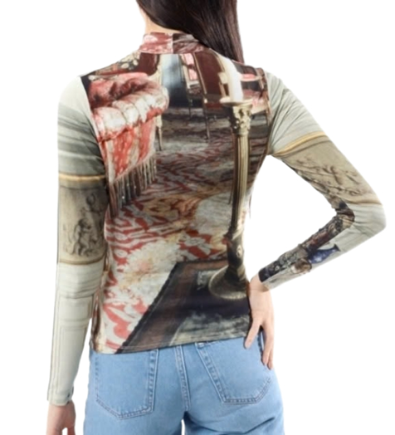 Printed Jersey Long Sleeve Turtleneck