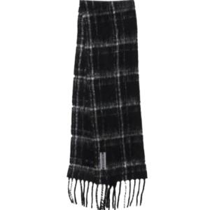 24FWESTATE SCARF Black Fuzzy Alpaca Check