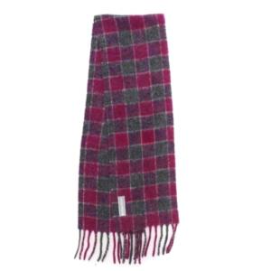 24FWESTATE SCARF Pink Fuzzy Alpaca Check