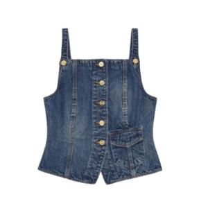 Dark Blue Heavy Washed Denim Top