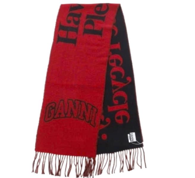 Red Fringe Wool Scarf