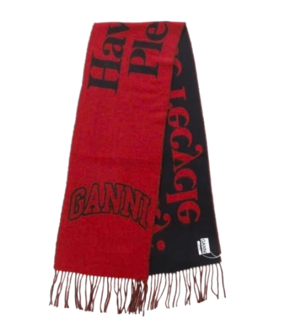 Red Fringe Wool Scarf